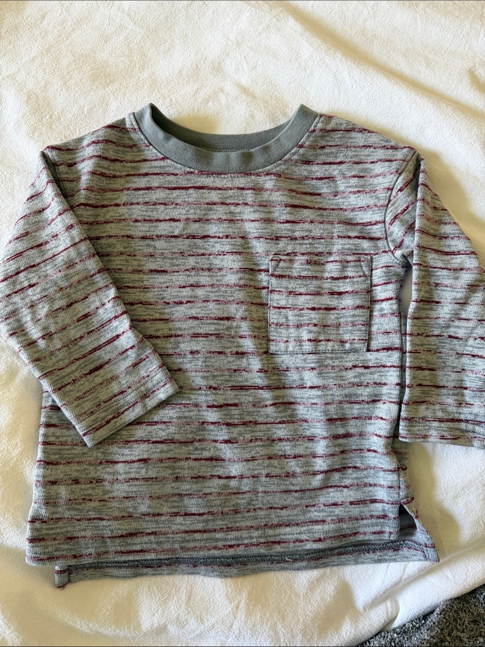 Cat & Jack Gray Long-Sleeve Shirt with Burgundy Stripes